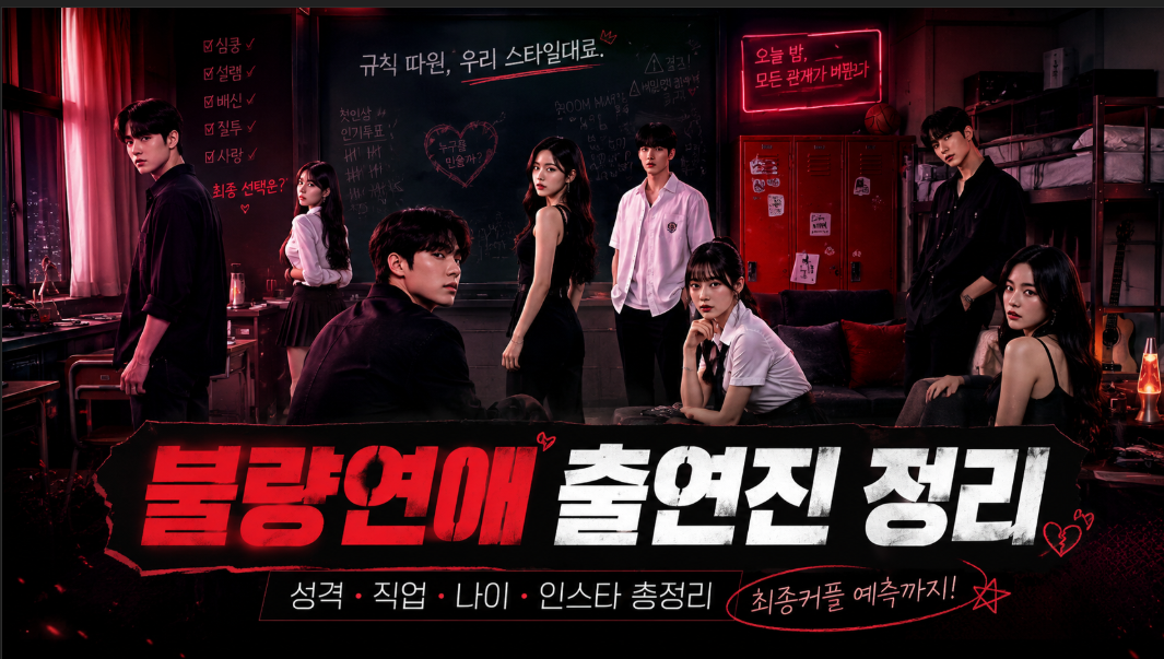 불량연애 출연진과 인스타 정보를 소개하는 넷플릭스 연애 예능 썸네일 이미지