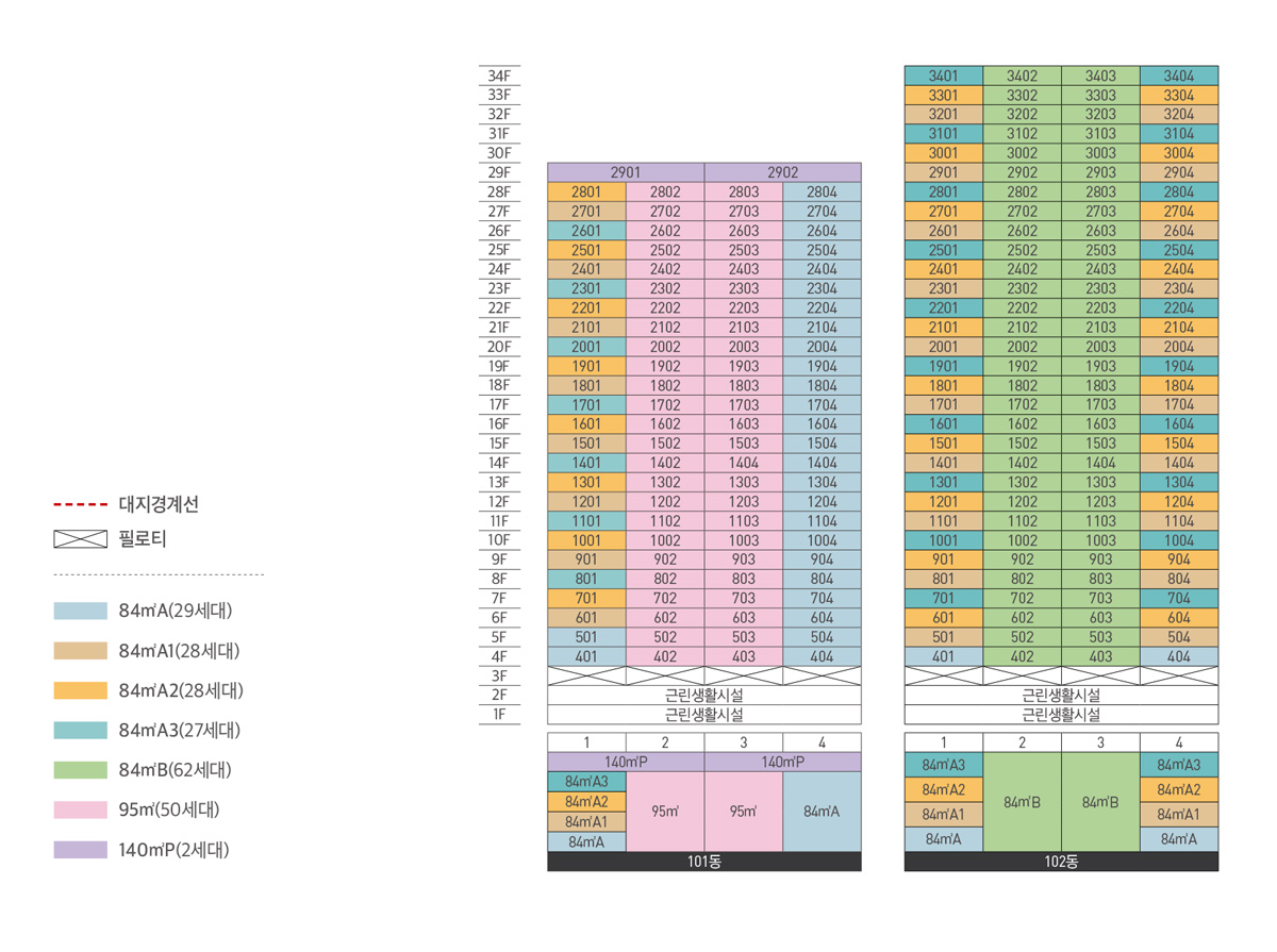 광주 상무 퍼스티넘 스위첸 동호수배치도
