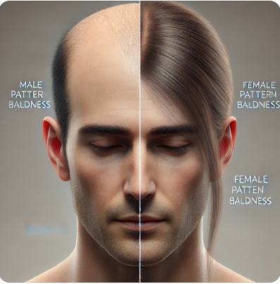 남성형, 여성형, 원형 탈모의 특징