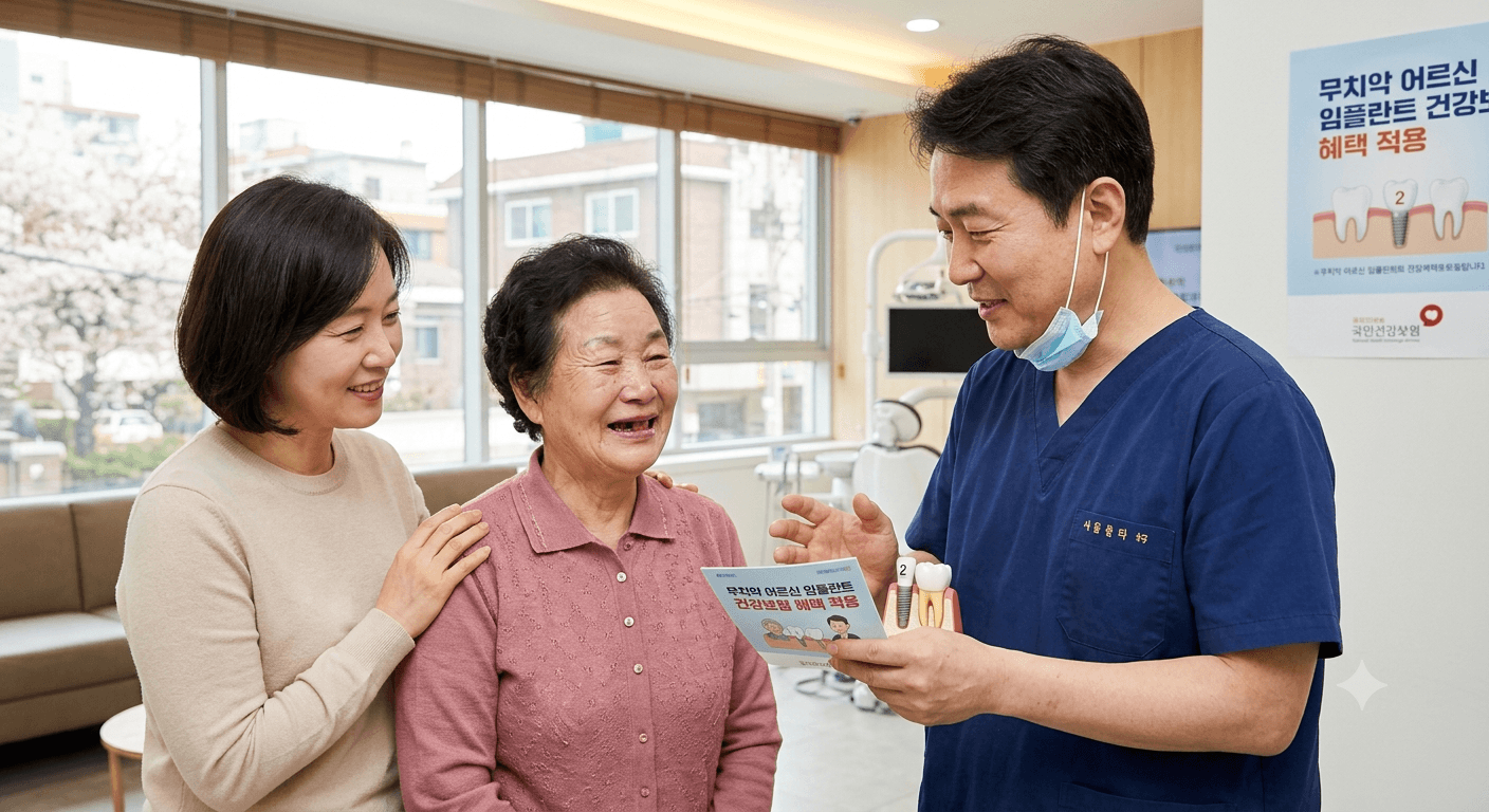 치과방문 인플란트 시술 상담하시는 어르신