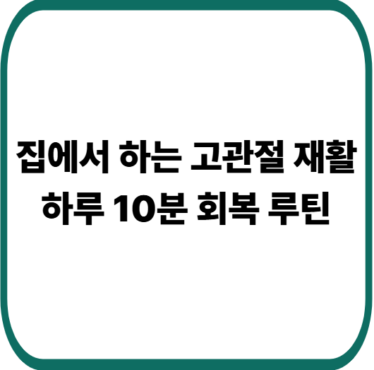 고관절 재활 운동 집에서 하는 방법 : 수술 후 단계별 가이드