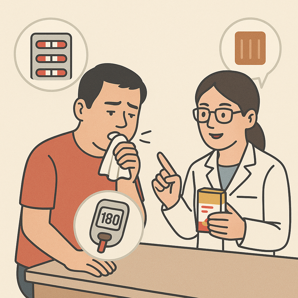 40대 당뇨 환자와 감기약 복용 주의사항 (감기약 성분, 혈당 반응, 약국 상담법) 관련 사진
