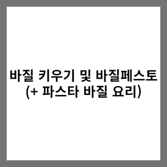 바질 키우기 및 바질페스토 (+ 파스타 바질 요리)