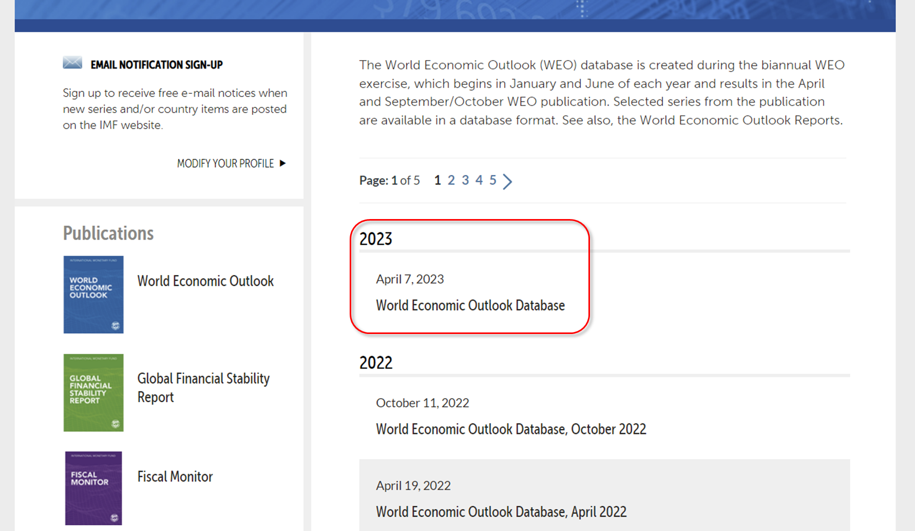 GDP 갭 확인하는 법 3 - 가장 최신 Databases 클릭