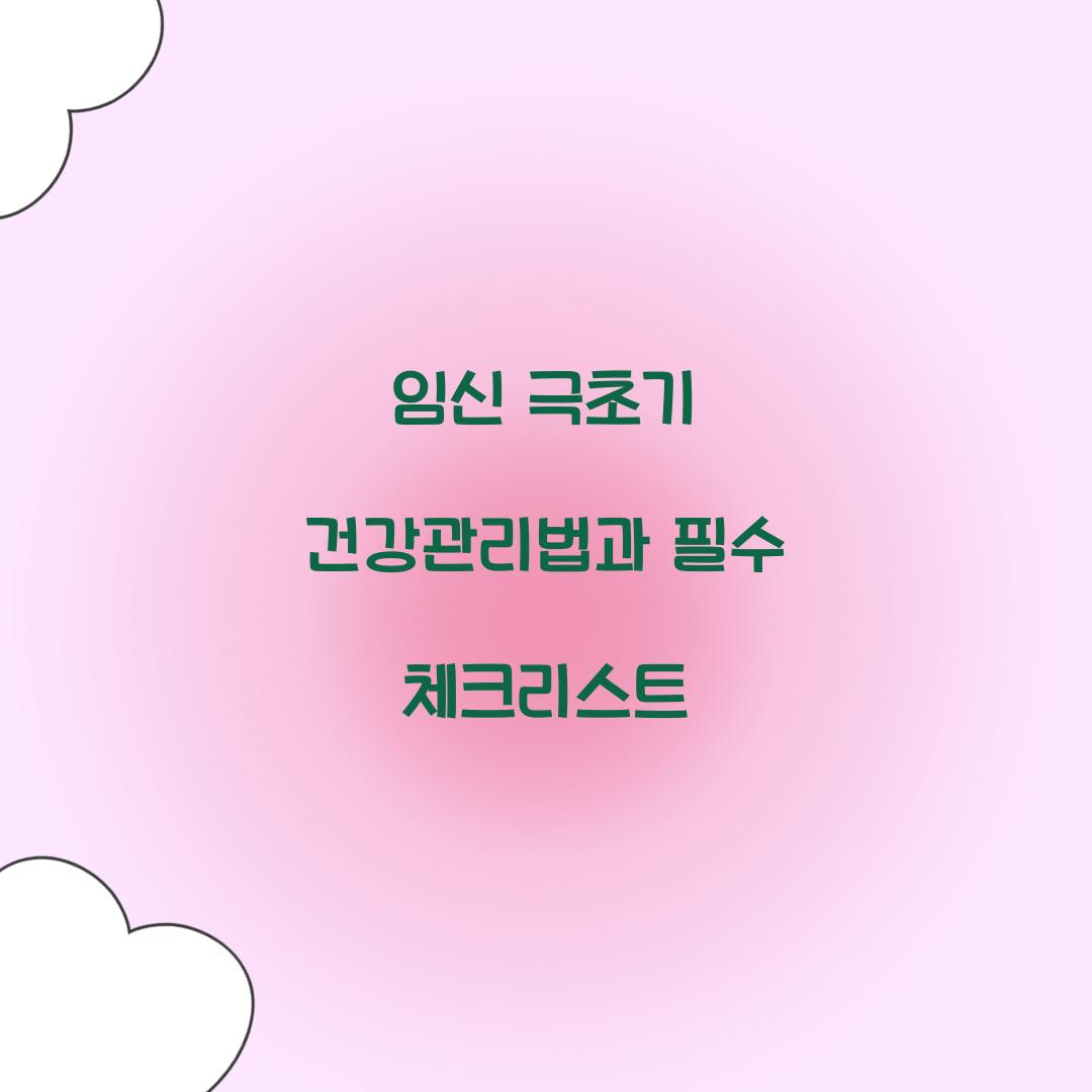 임신 극초기 건강관리법