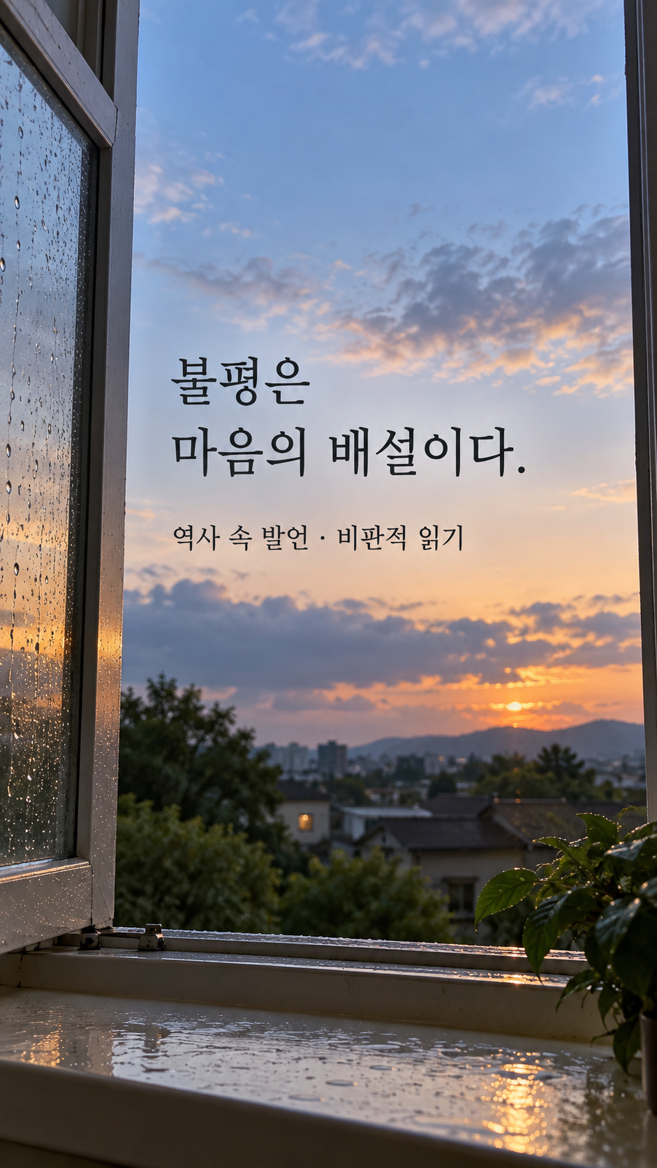 비가 그친 뒤 열린 창과 맑아진 공기 — 불평은 마음의 배설이다.