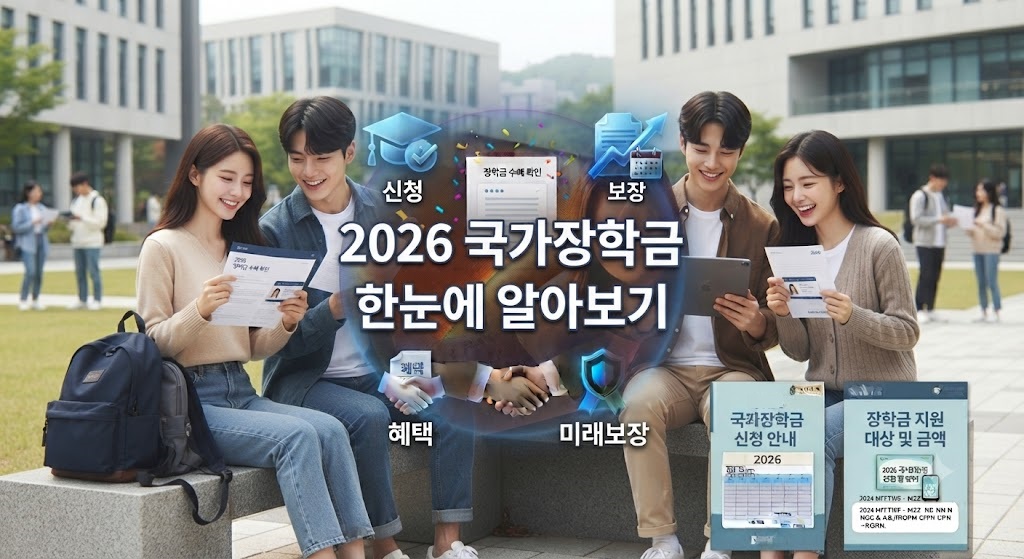 대학생들이 국가장학금에 대해서 알아보고 있는 모습