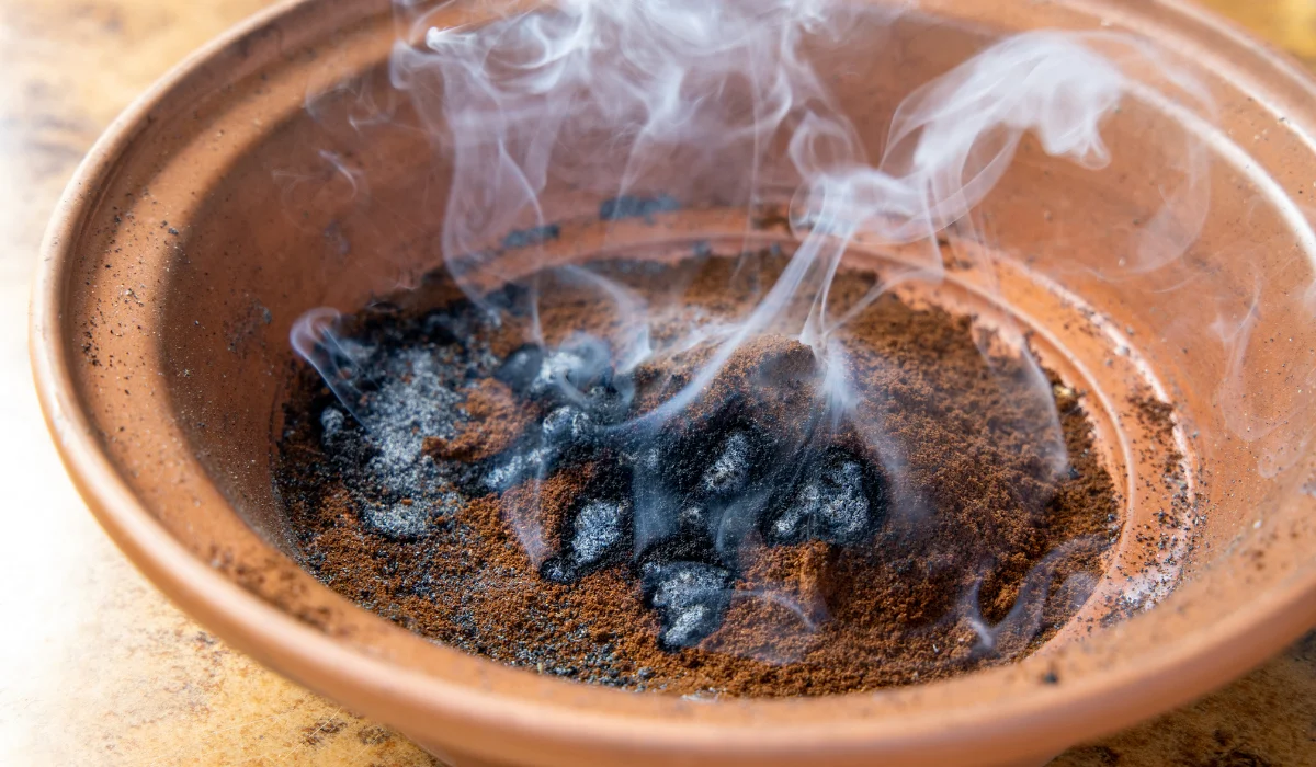 마당에서 연기로 모기를 쫓는 최고의 재료
