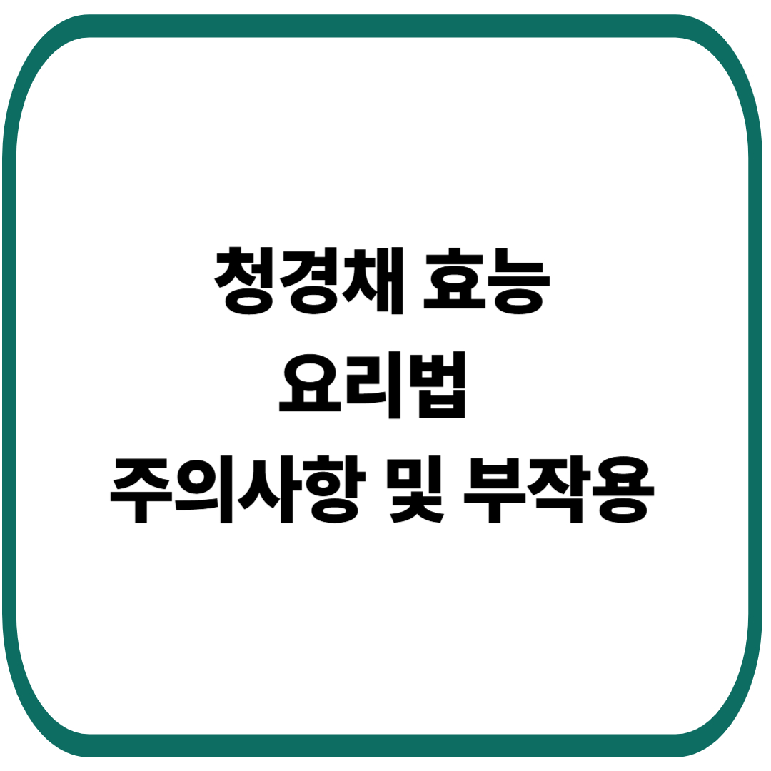 청경채 효능, 요리법, 주의사항 및 부작용