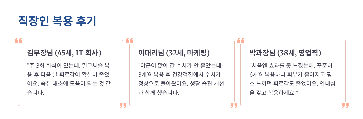 밀크씨슬 복용 후기 및 효과