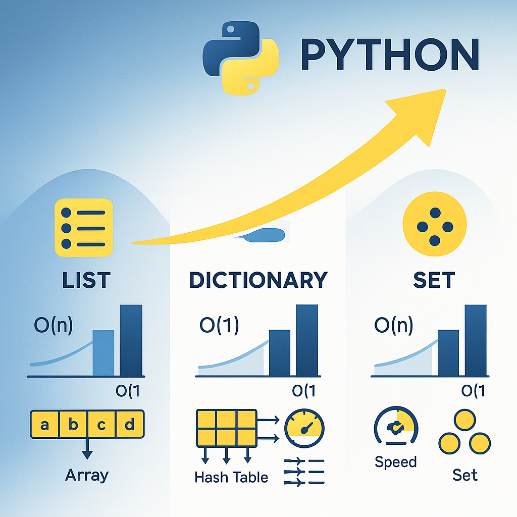 Python list dictionary set performance optimization comparison guide with time complexity analysis