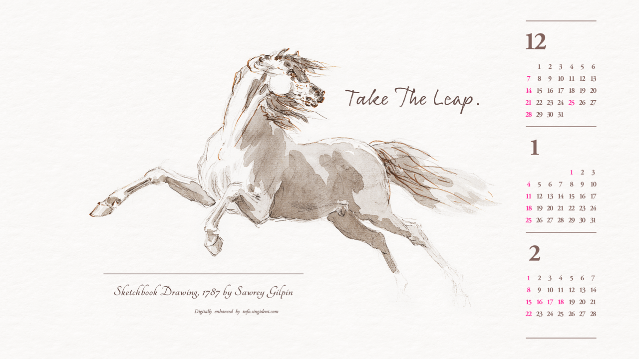 06 도약하는 말 스케치 B - 2026년1월 달력배경화면