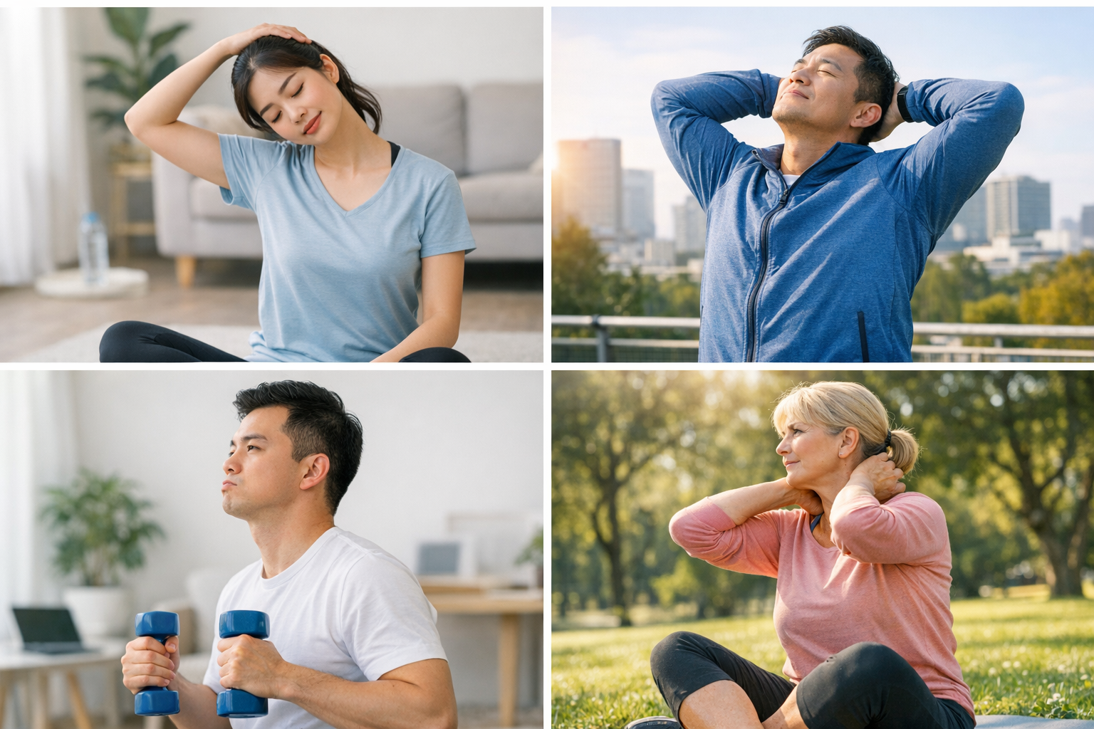 가벼운 운동과 스트레칭 모습