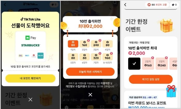 틱톡라이트출석체크