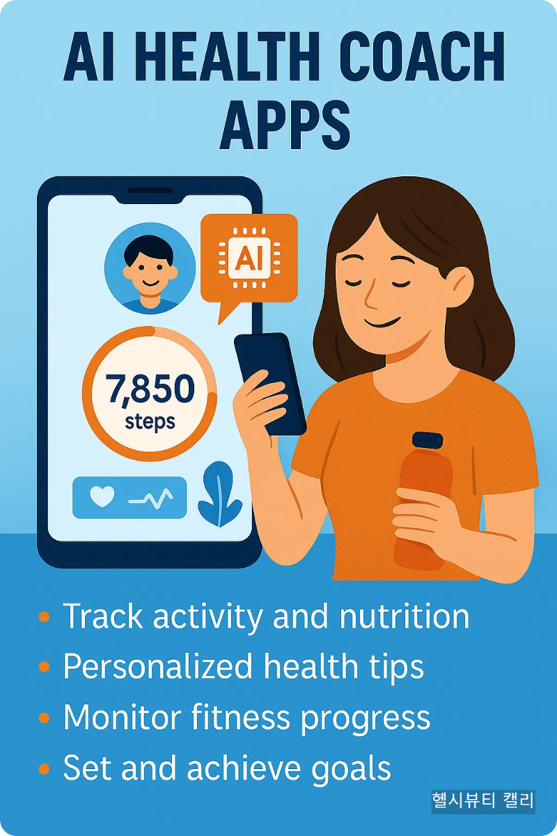 AI 건강 코치 앱을 활용한 운동 및 식단 관리 요약 인포그래픽