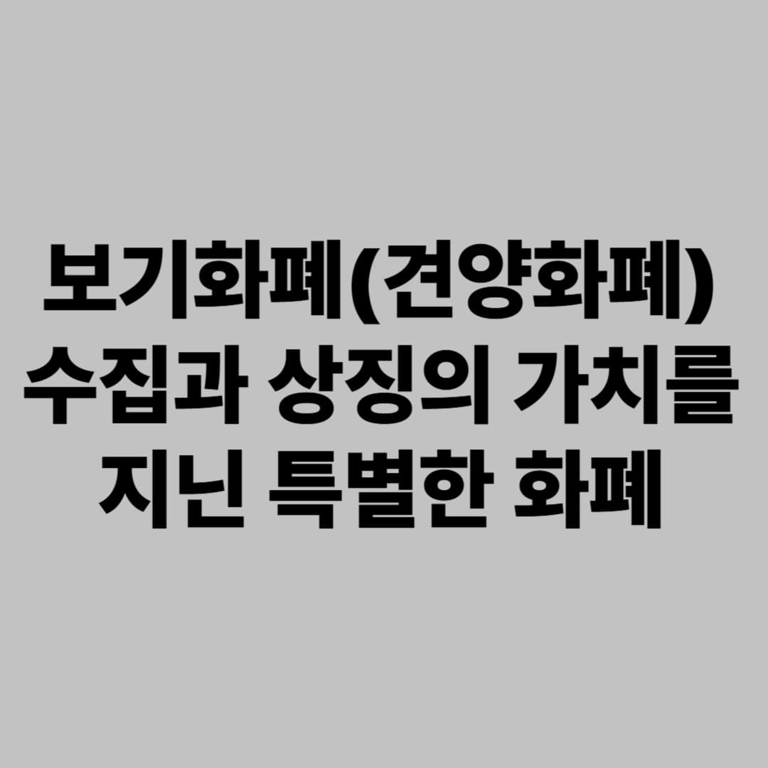 보기화폐(견양화폐): 수집과 상징의 가치를 지닌 특별한 화폐