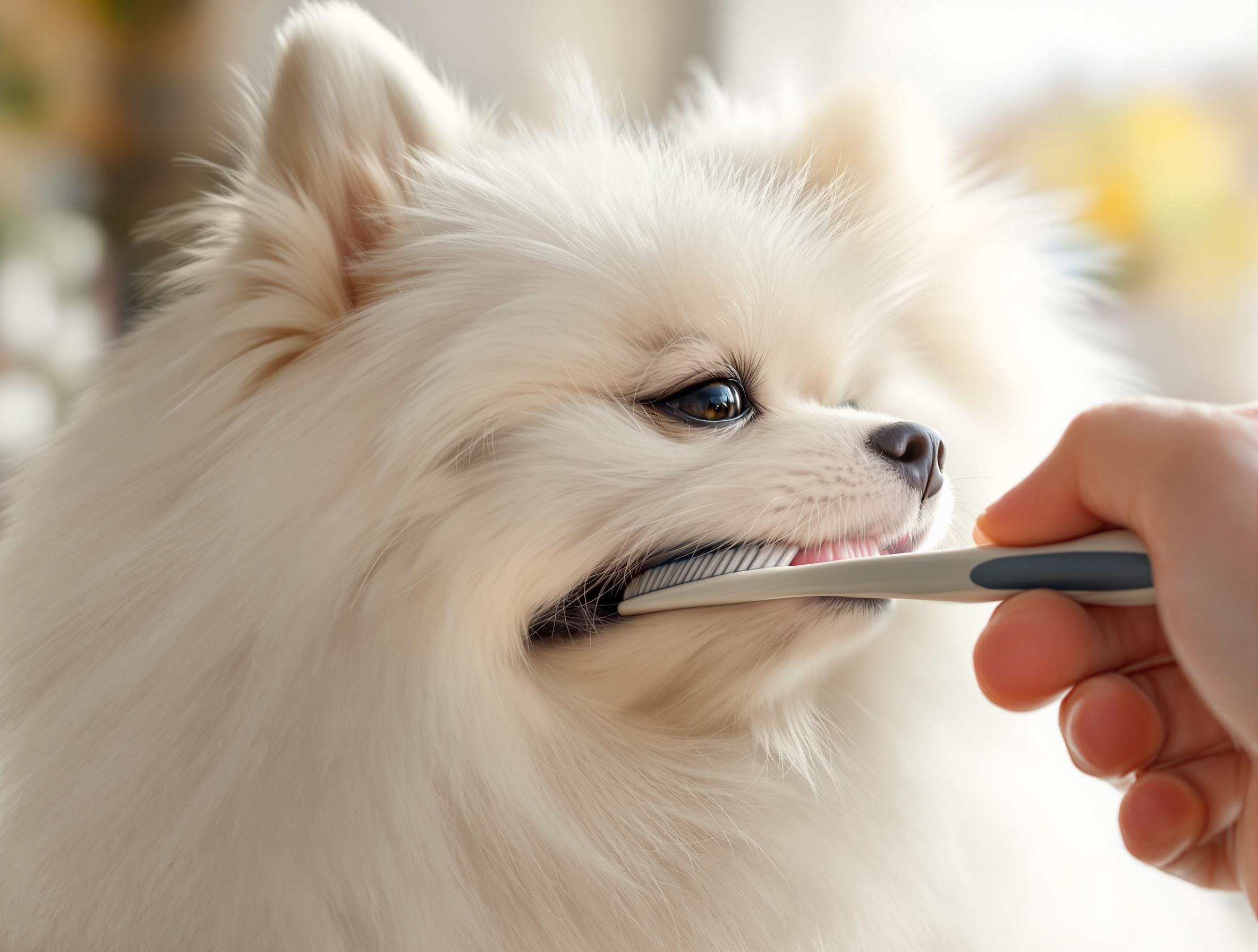 양치질을 하는 강아지