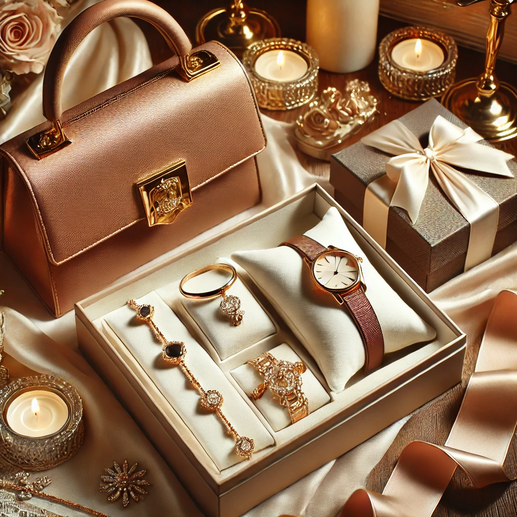 여성용 핸드백, 시계 등 선물 꾸러미 사진