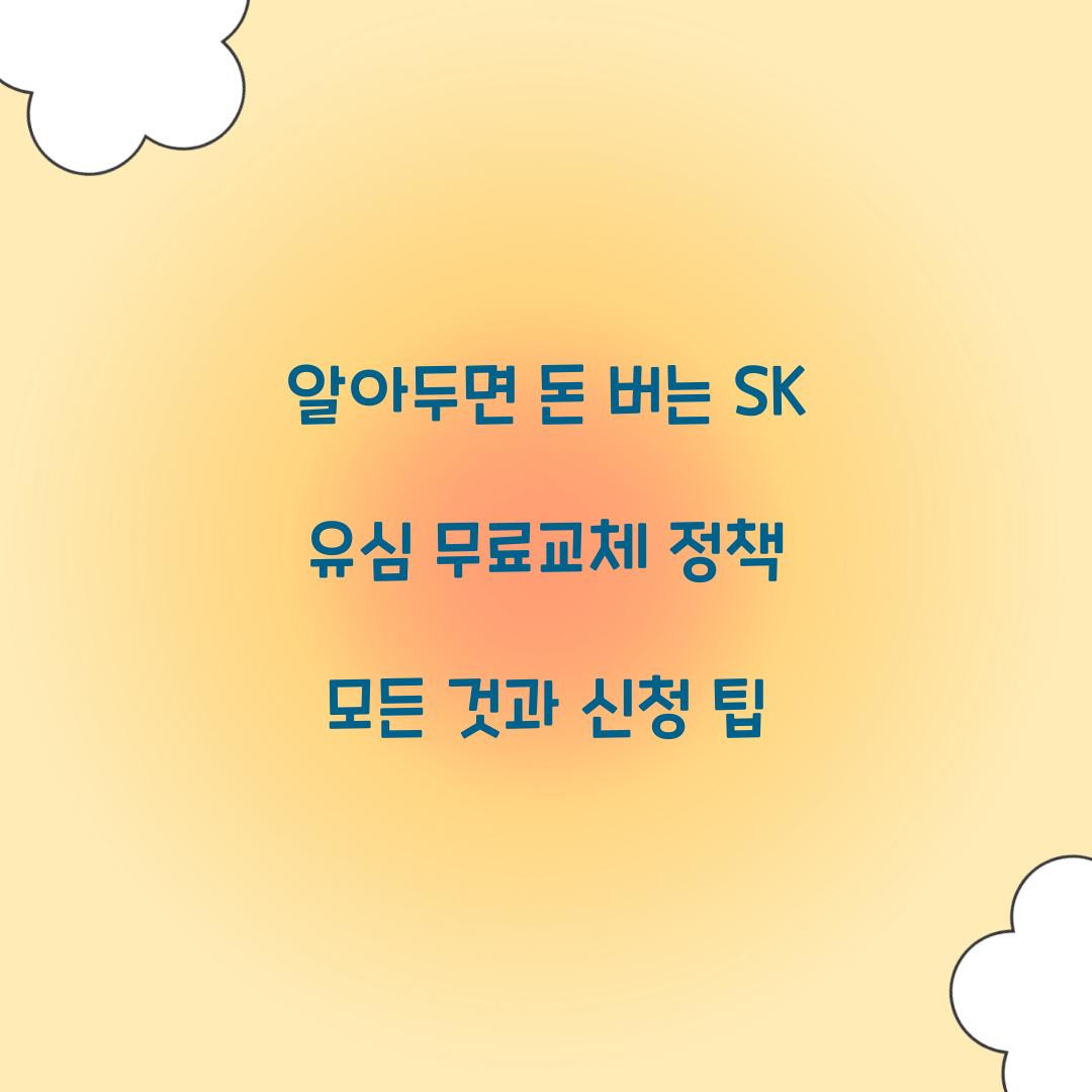 알아두면 돈 버는 SK 유심 무료교체 정책의 모든 것