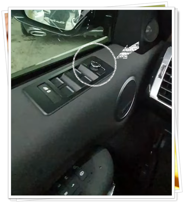 랜드로버 디스커버리5 사이드미러 조절 버튼 L R 스위치 조이스틱 위치 상세 사진