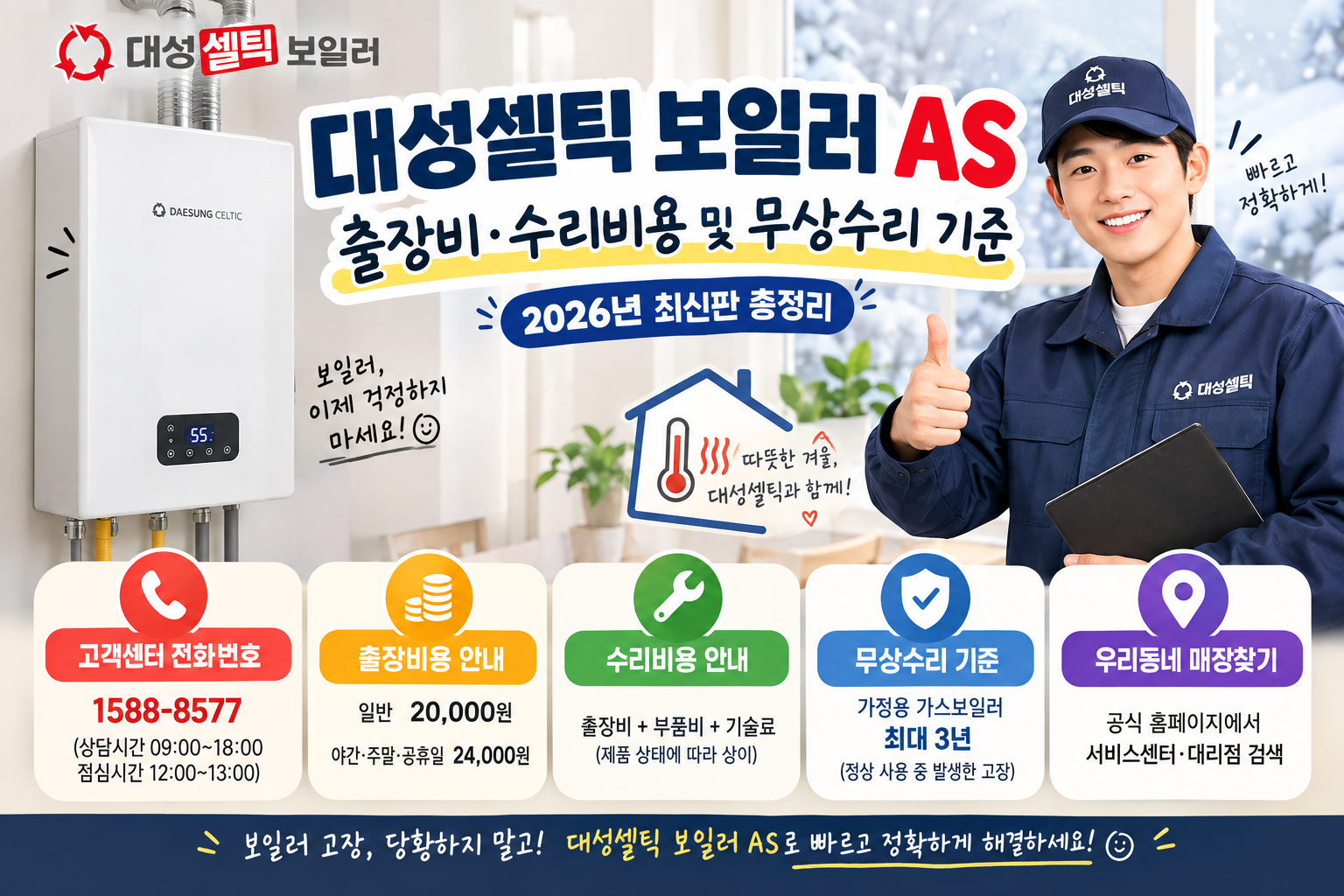 대성셀틱 보일러 AS｜출장비&middot;수리비용 및 무상수리 기준