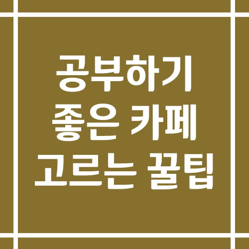 공부하기 좋은 카페 고르는 꿀팁
