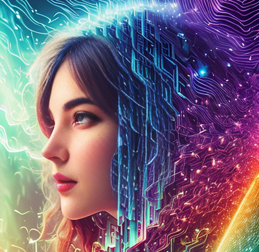 Stable Diffusion - pixel sorting, pretty girl emerged into eternal tera