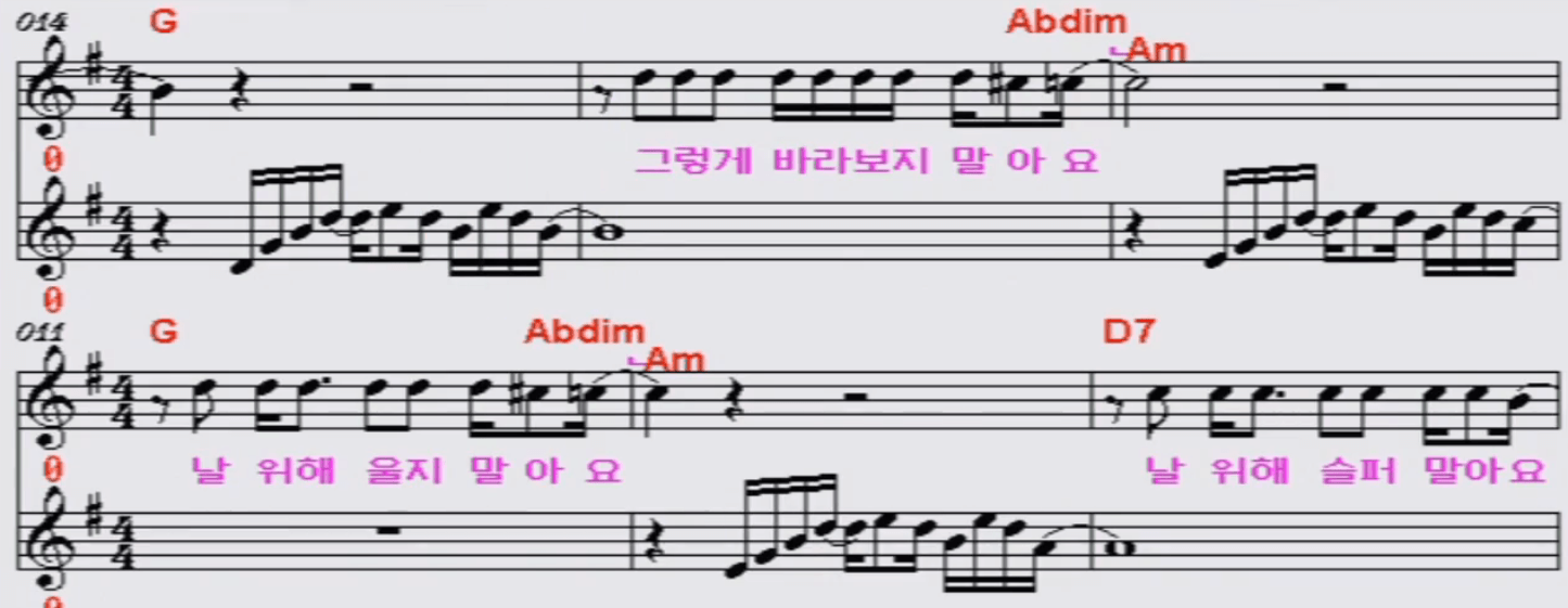 김다현(이은하) 미소를 띠우며 나를 보낸 그 모습처럼 악보