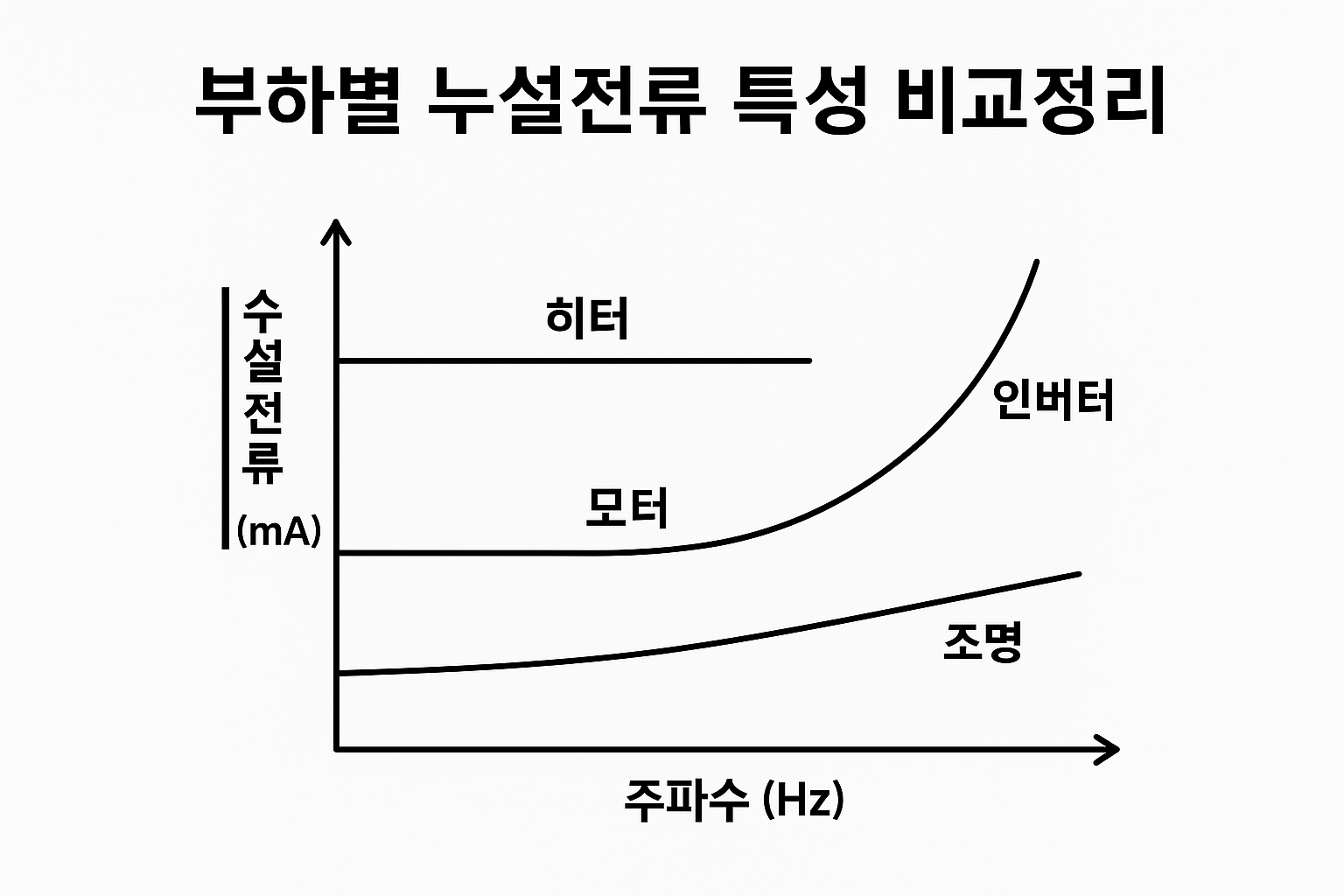 부하별 누설전류 특성비교 정리