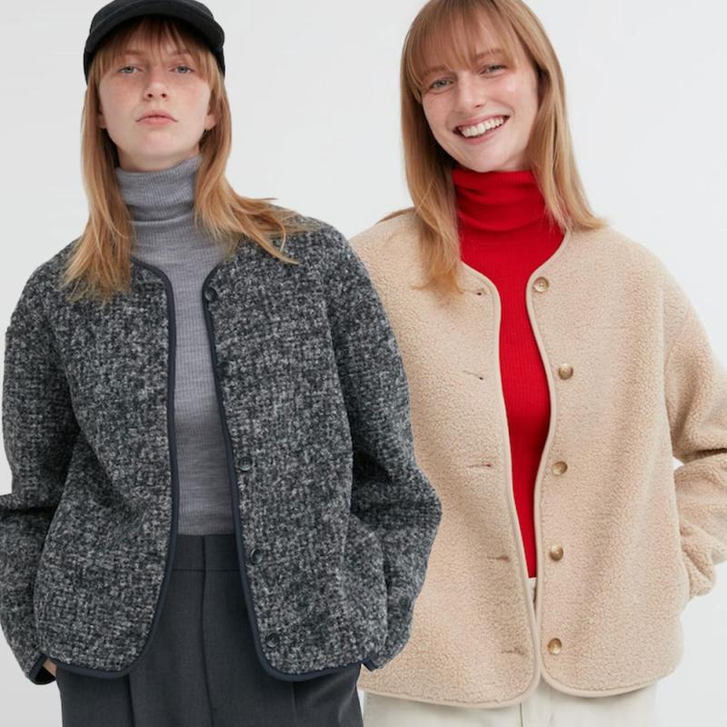 유니클로 여성 보아 플리스 크루넥 가디건 4색상