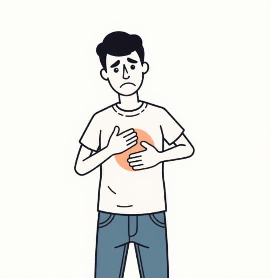 냉방병 때문에 소화가 잘 안돼서 불편해하는 사람의 모습입니다.