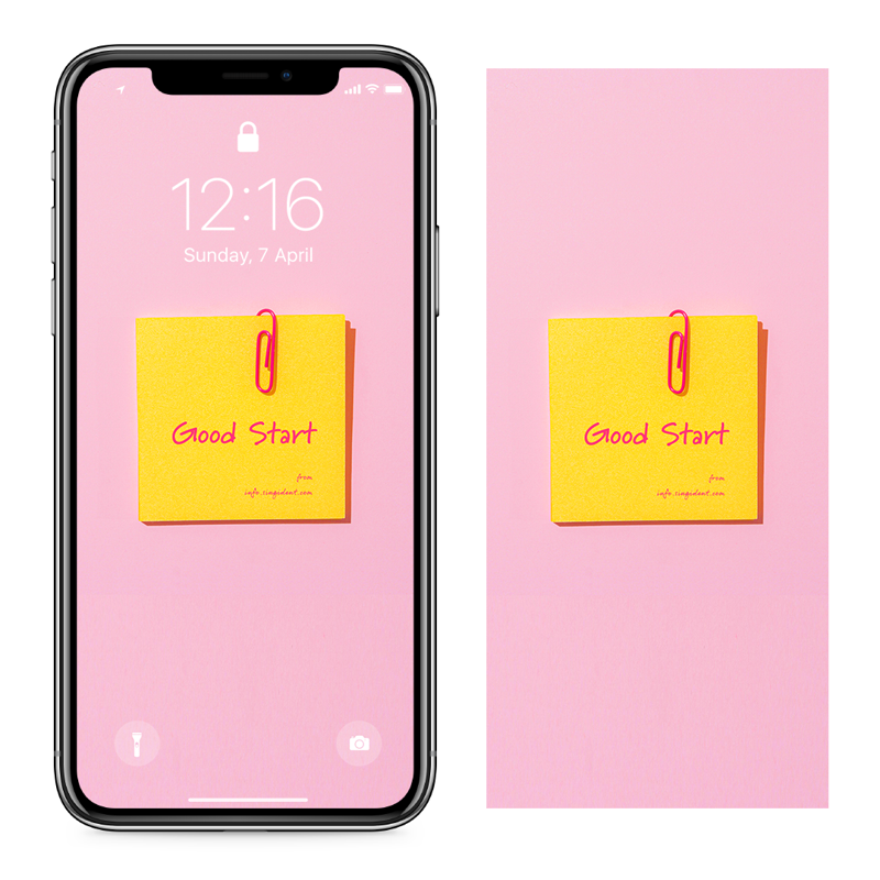 11 노란색 포스트잇 C - Good Start 아이폰핑크배경화면