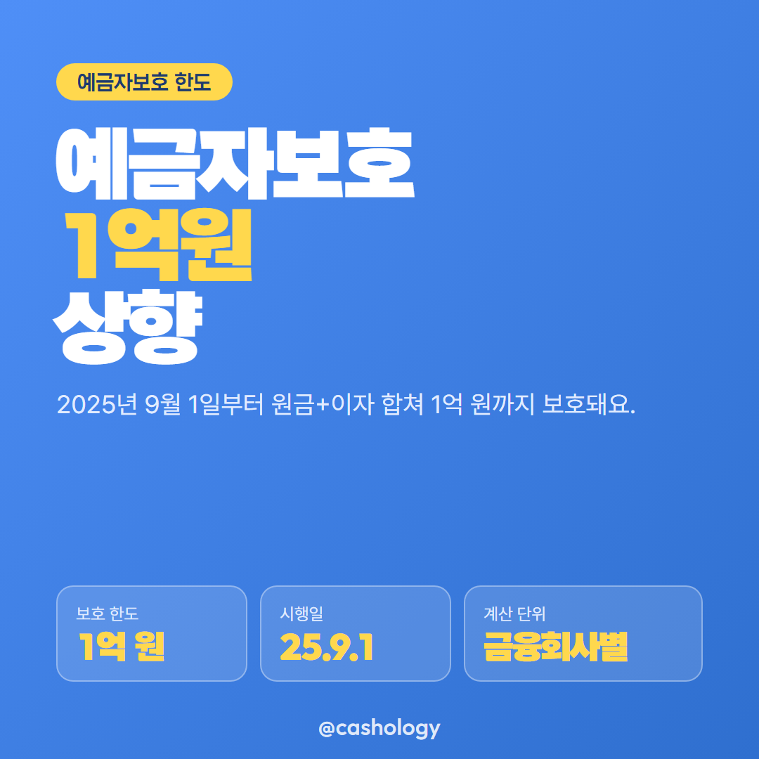 예금자보호 한도 1억원 상향 대표 안내