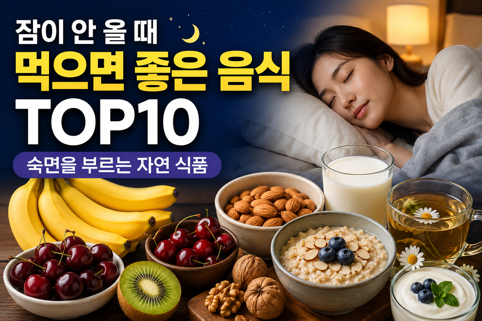 잠이 안 올 때 먹으면 좋은 음식 TOP10, 숙면을 부르는 자연 식품