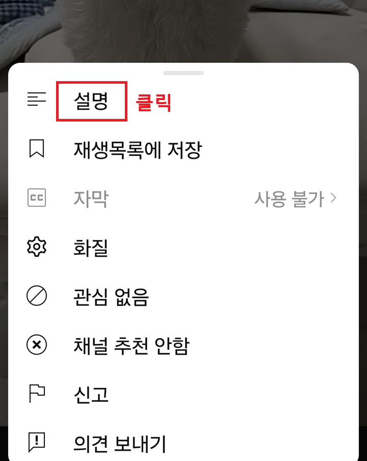 설명 메뉴 클릭함