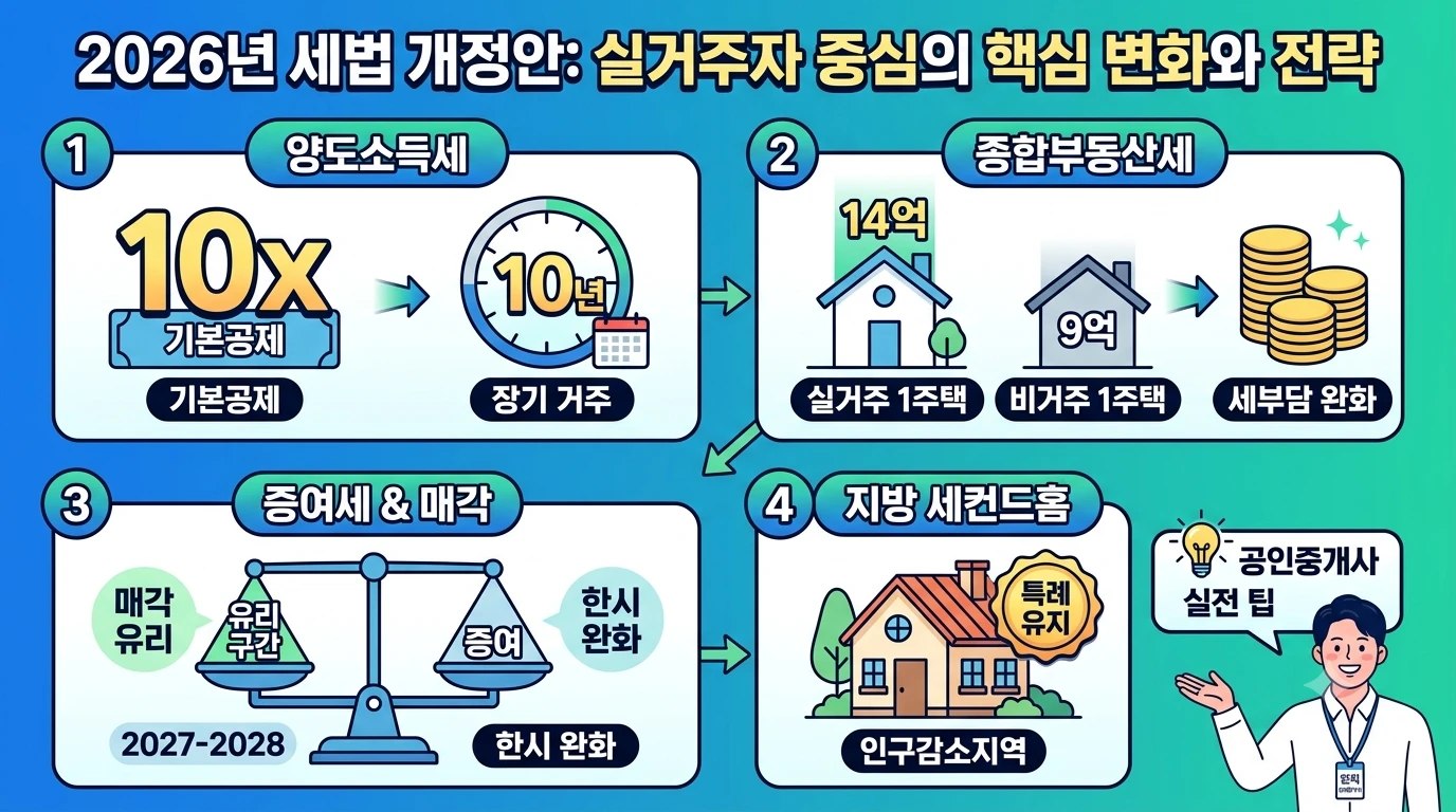 2026년 세법 개정안: 실거주자 중심의 핵심변화와 전략(AI를 활용한 이미지)