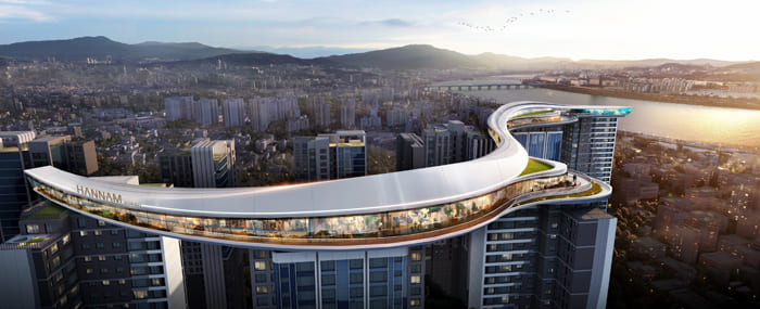 360m 스카이브릿지 '대우건설'. 한남2구역 재개발사업 수주