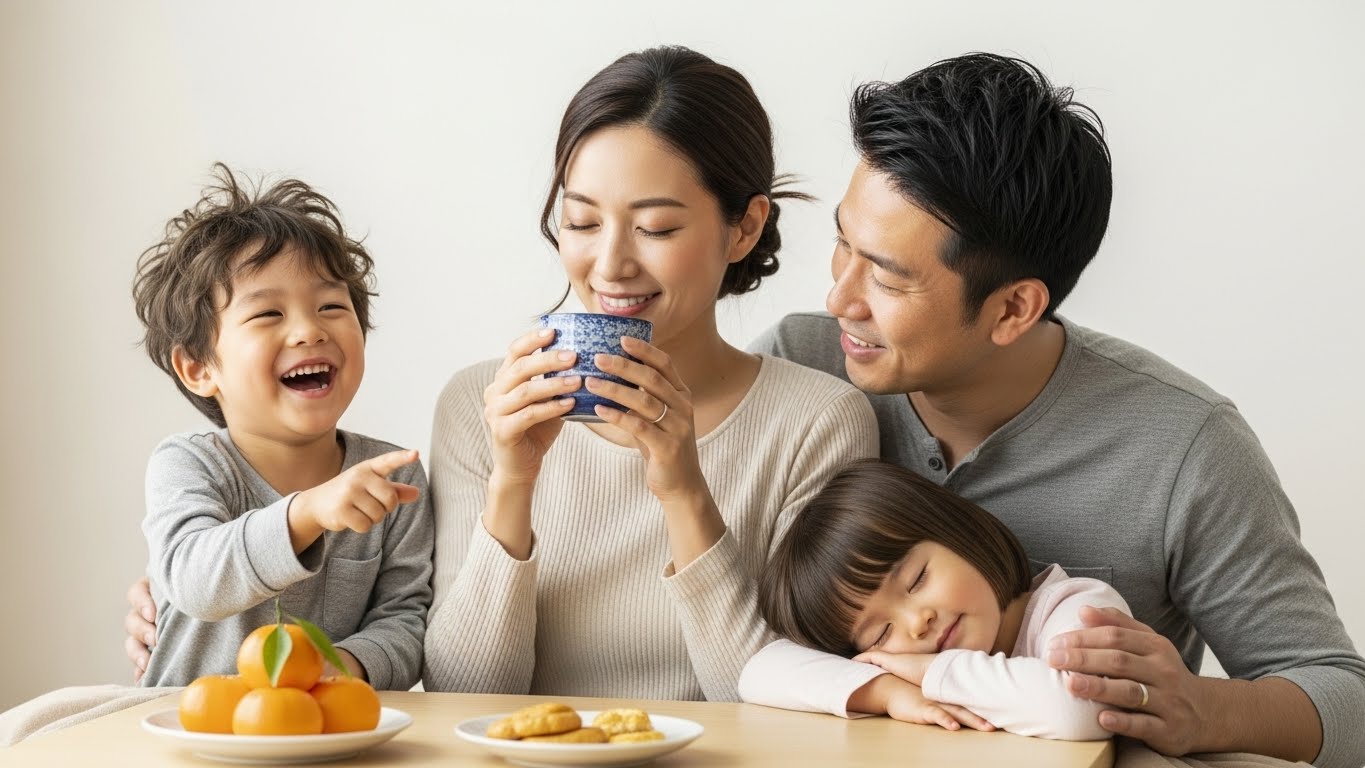 4인 가족의 행복한 모습