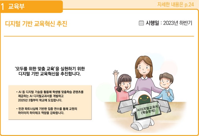 디지털 기반 교육혁신 추진 : '모두를 위한 맞춤 교육'을 실현하기 위한 디지털 기반 교육혁신을 추진합니다.