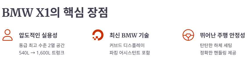 BMW X1의 장점 (Pros)