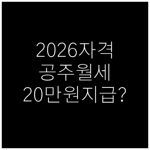 공주시 청년월세 2026년 신청 자격..