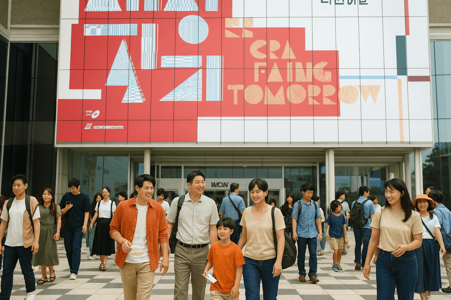 가족 단위 방문객이 청주공예비엔날레 행사장에 입장하는 모습 3