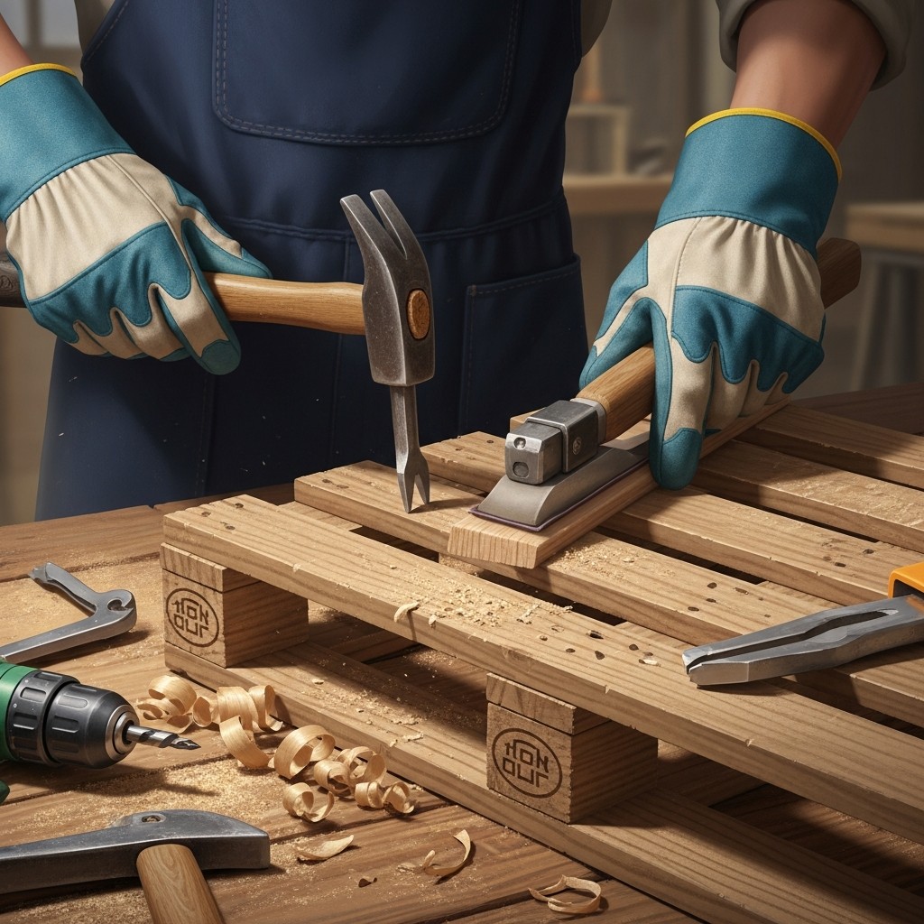 팔레트 분해와 샌딩 작업