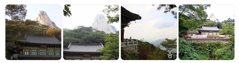 도봉산 천축사 전경과 주변 산세가 어우러진 고즈넉한 풍경