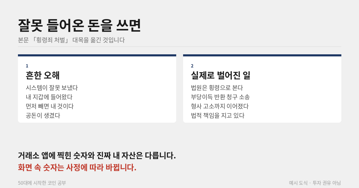착오 입금 코인 횡령죄 처벌