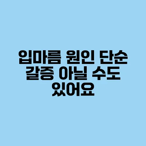 입마름 원인 단순 갈증 아닐 수도 있어요