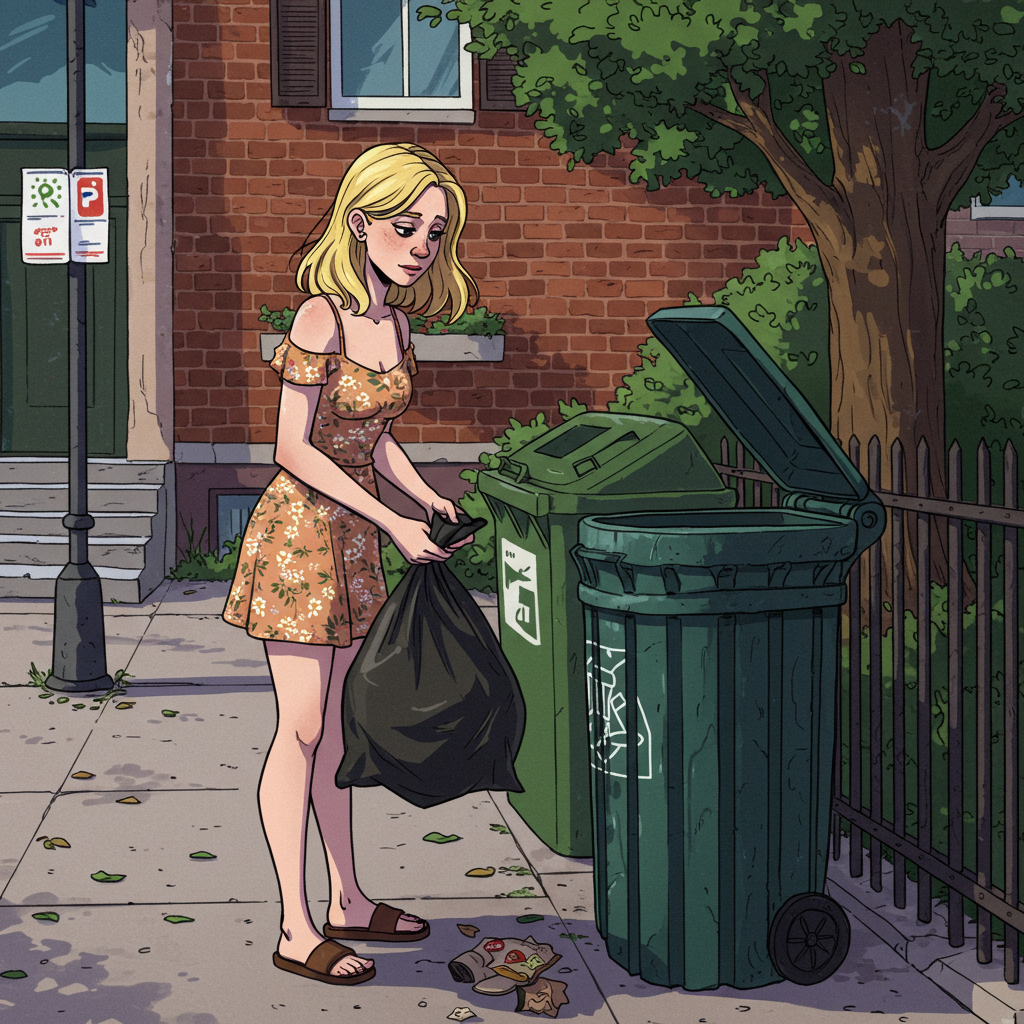 쓰레기를 버리는 여자