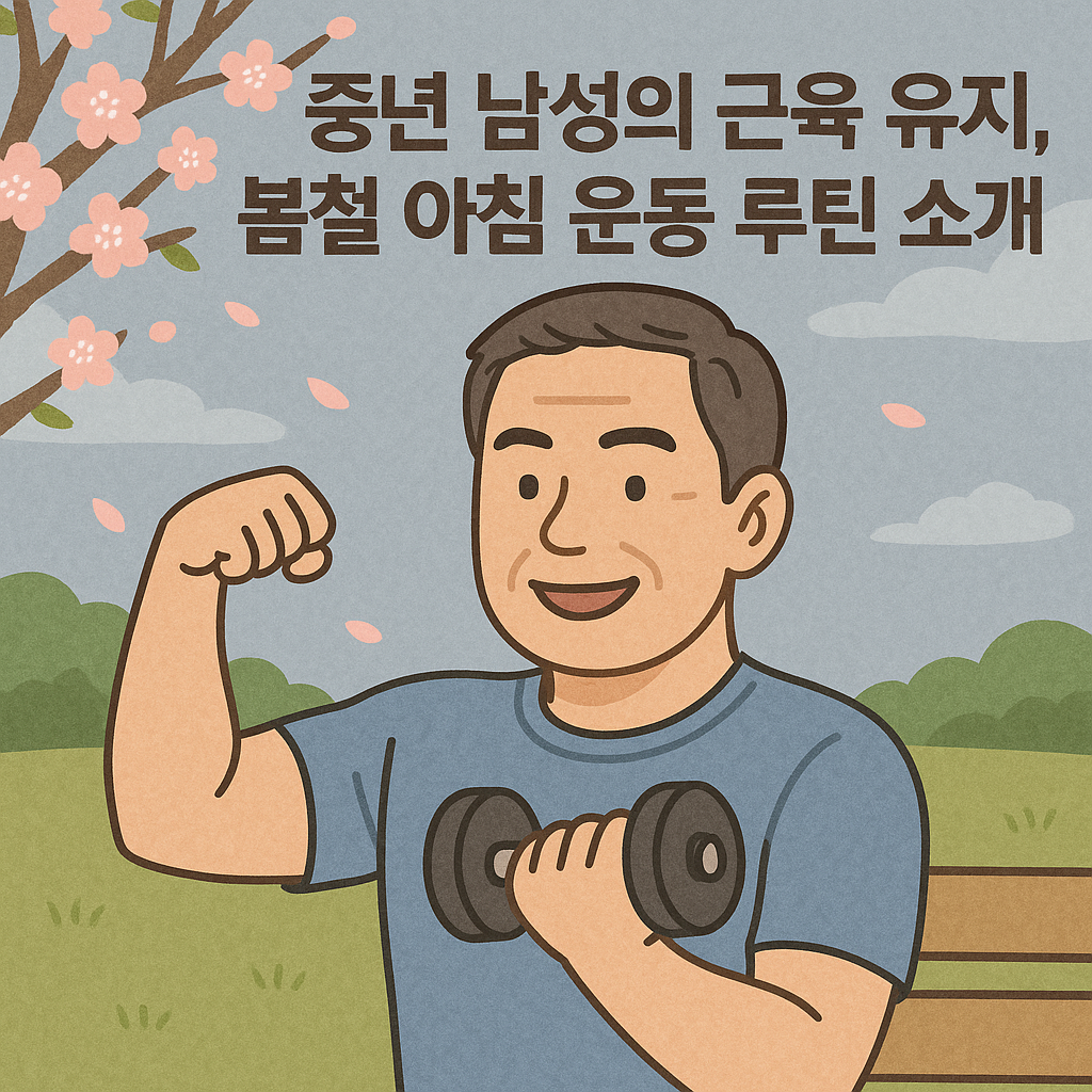 아령들고 있는 중년 남성