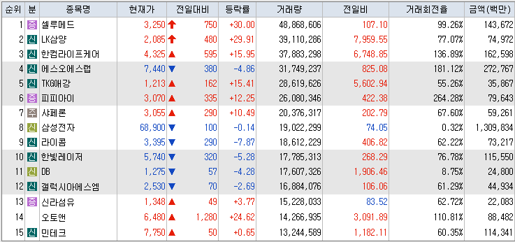 거래량-상위-종목-리스트-캡처-이미지