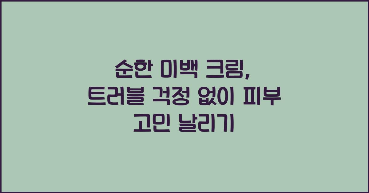 순한 미백 크림, 트러블 걱정 없이